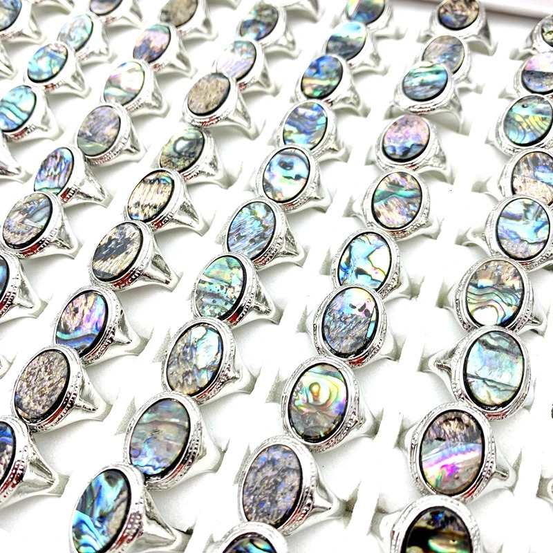 Wholesale of 20 pieces of vintage rings mens natural shells fashionable jewelry party gifts silver finger accessories 240710