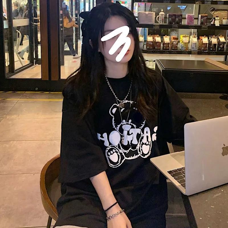 Women's T-shirt Korean Style Bear Print Short-sleeved Top