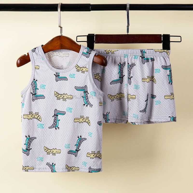 Girls summer sleepwear set boys sleeveless vest sleepwear childrens sleepwear girls summer sleepwearW240716