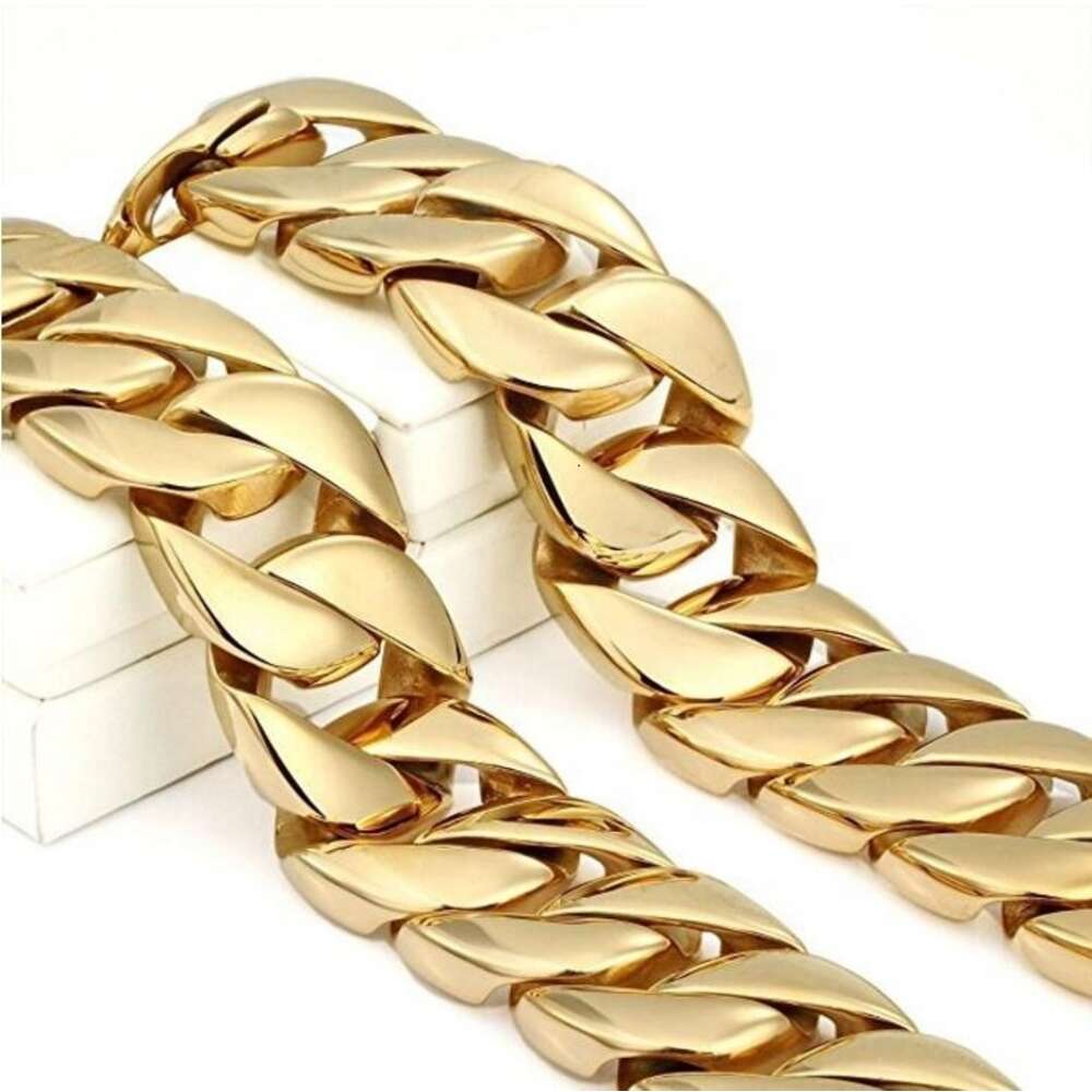 Top quality Mens 31mm Large Heavy Polished Stainless Steel Plated Gold sier Thick Chunky Cuban Curb Chain k Necklace Jewelry gift