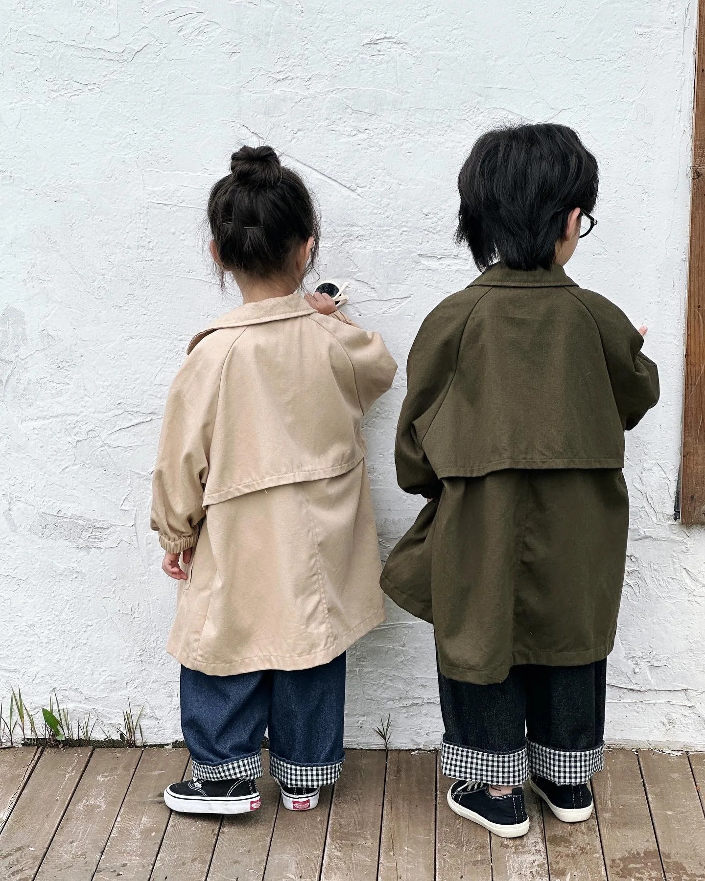 Childrens Coat Autumn Mid-long Girls Trech Coats Solid Lapel Boys Windbreaker Jacket Toddler Kids Cotton Outerwear Trench 240711