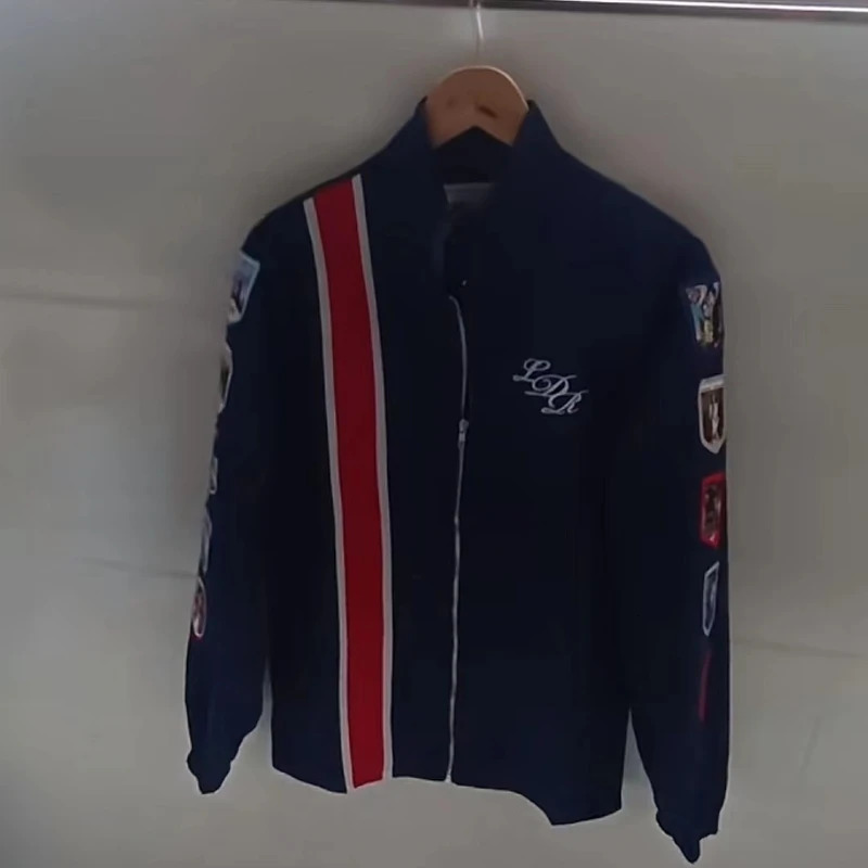 LDR Embroidery Patch Racing Jacket Commemorative Navy Blue Mens and Womens Lana Del TShirt Apparel 240719