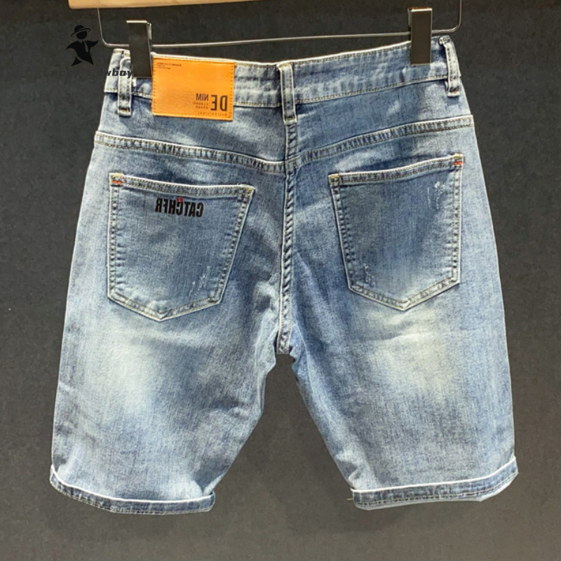 Denim summer quarter Korean style trendy slim shorts fashion high quality stretch men's pants