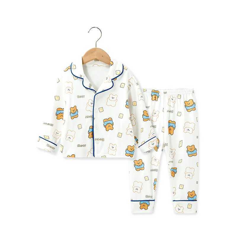 Spring and autumn childrens sleepwear boys and girls long sleeved two-piece cotton sleepwear childrens sleepwearW240716