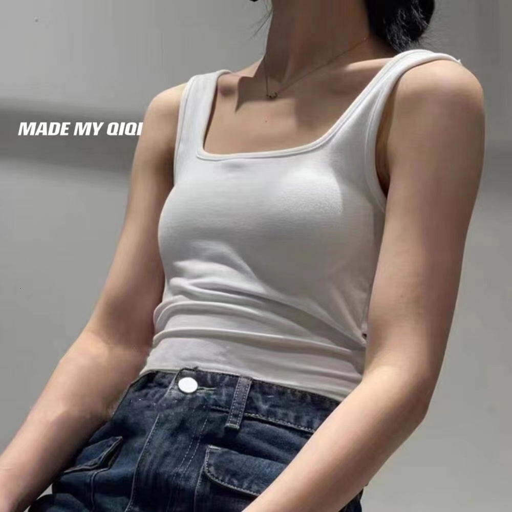 French style outerwear with chest cushion one-piece vest, slim fit, solid color, versatile, interior strap, beautiful back, pure cotton for women