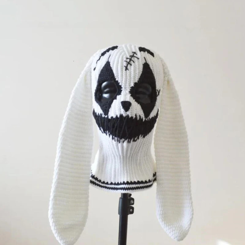 Halloween Balaclava Cap For Women Men Adult Devil Clown Beanie Hat Handmade Face Cover Hat Crochet Hooded Hat For Party 240715