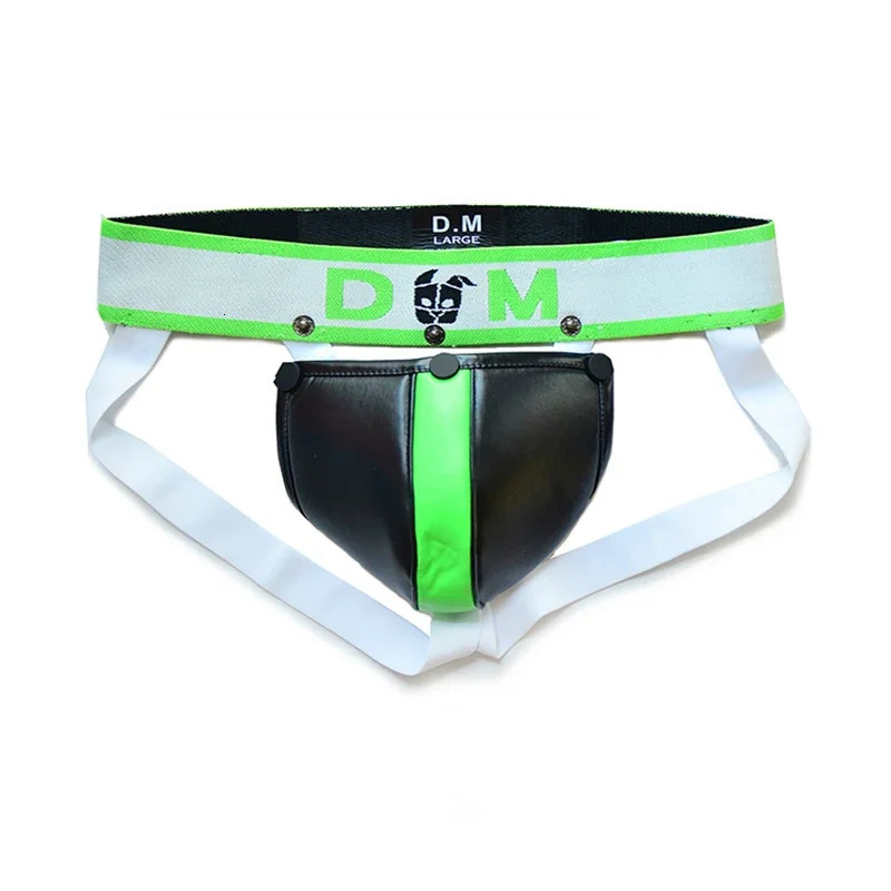 Gay Tangas Sissy Thong Men Underwear Sexy Strings Lingerie Panties PU Detachable Slip Cuecas Jockstrap Ropa Interior Hombre 240711