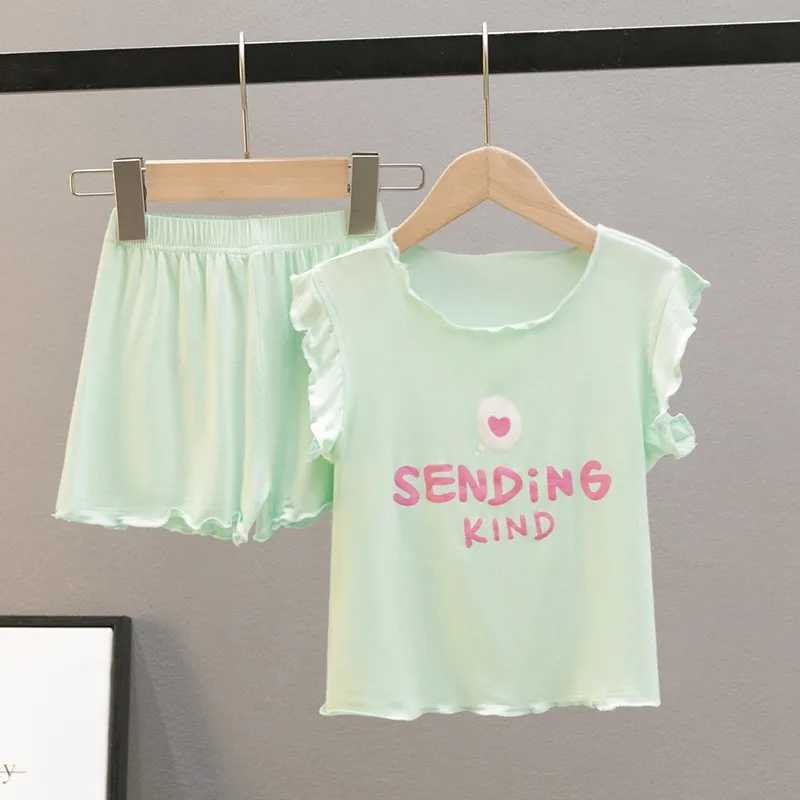 Girls sleepwear set childrens summer sleepwear set candy color childrens clothing set air-conditioned youth sleepwear set baby clothing setW240716