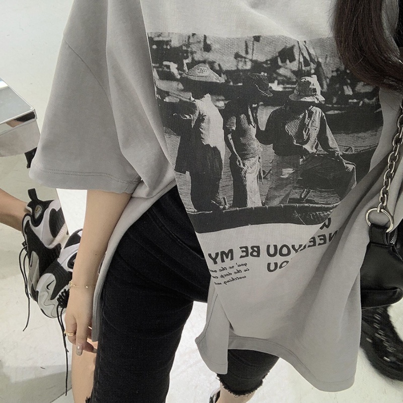 T-shirt Oversized 150kg Could Wear Korean KOL Summer Oversized Women Short Sleeve Plus Size T Shirt Fashion Loose Print Oversize Tops