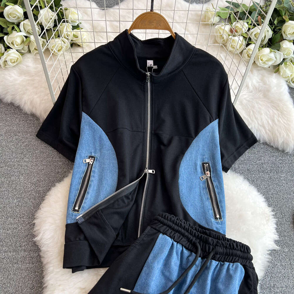 Undefined Zip Up Two Piece Set Women New Product Gentle Wind Washable High Elasticity French Non-ironing Ventilation Solid Fashion Temperament Sexy Lo