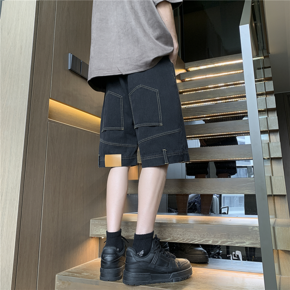Inverted pocket personalized denim shorts for men's summer 2024 new straight leg casual work pants