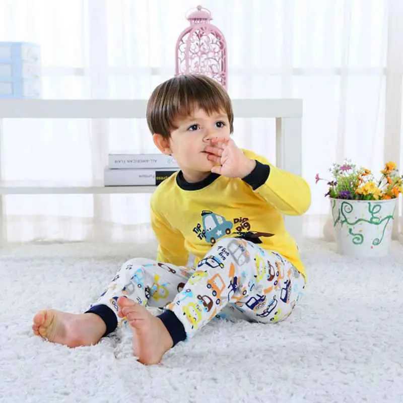 Spring and Autumn Childrens Pajama Set O-neck Cotton Childrens Pajama Cute Cartoon Childrens Pajama Set Girls and Boys Childrens ClothingW240716