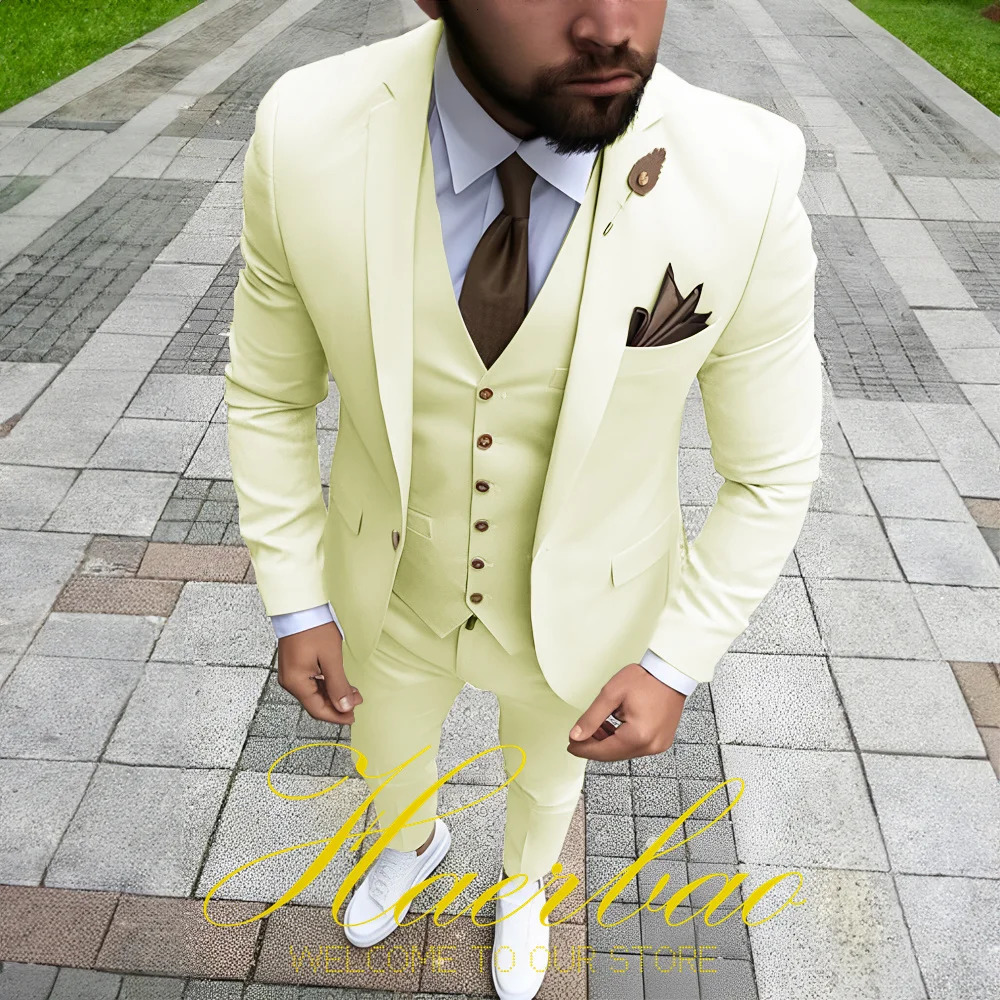 Suit for Mens Business Formal ThreePiece Jacket Vest Pants Wedding Groom Tuxedo Slim Fit Blazer 240713