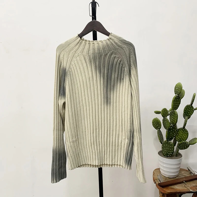 FEWQ High Street Paint Graffiti Old Slim Fit Knitted Tshirt Ins Lazy Style Sweater Fashion Tops Pullover 240715