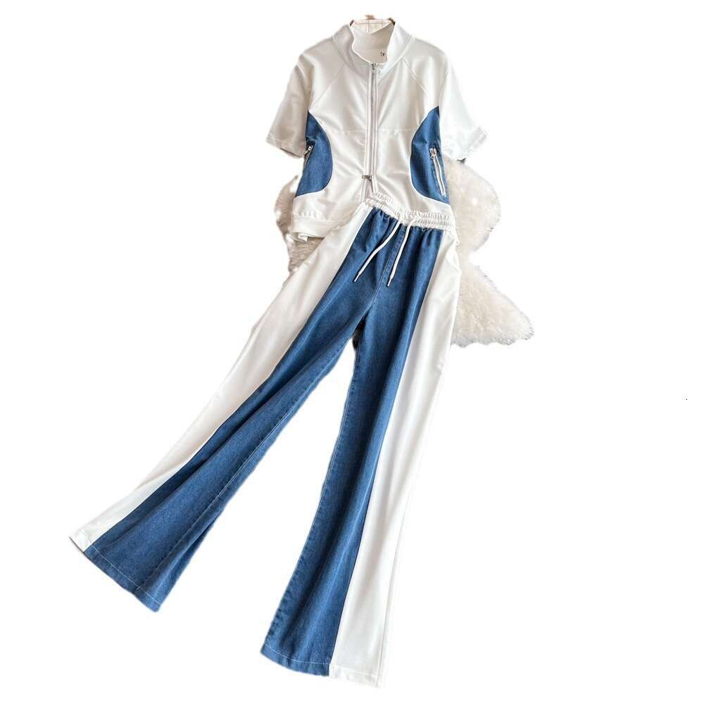 Undefined Zip Up Two Piece Set Women New Product Gentle Wind Washable High Elasticity French Non-ironing Ventilation Solid Fashion Temperament Sexy Lo
