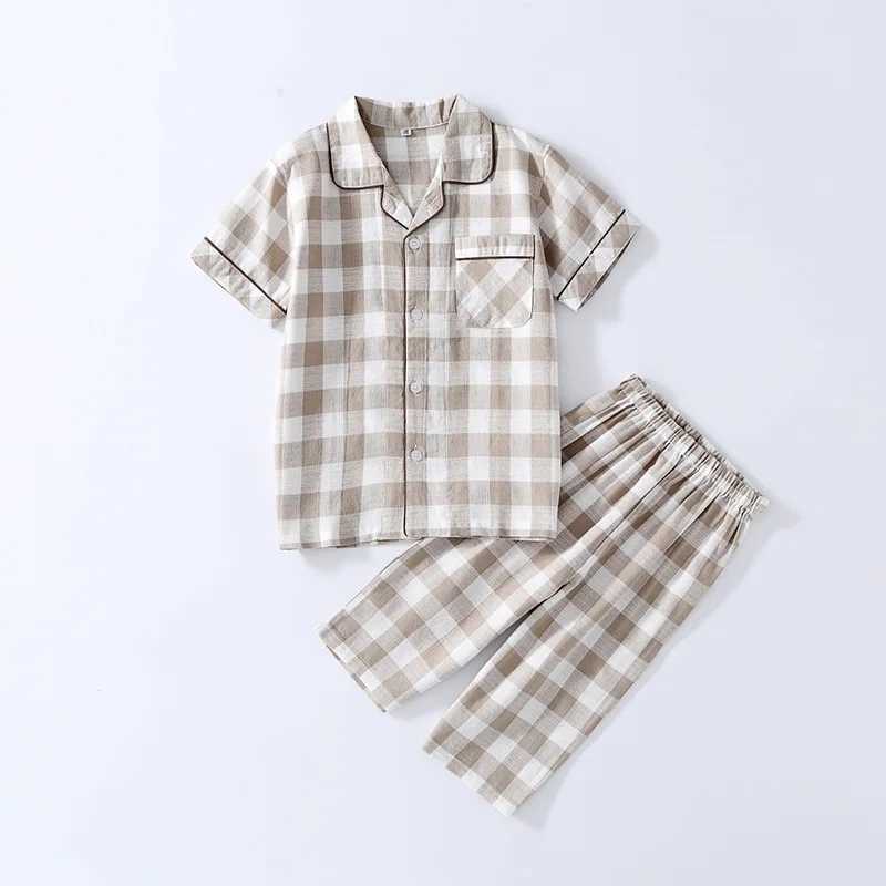 Black and white plain sleepwear set suitable for children infants girls sleepwear childrens boys family clothing childrens summer clothingW240716