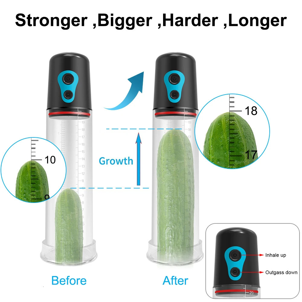 Electric Penis Pump Enlarger Vacuum Sex Toys for Men Male Masturbator Penile Bigger Trainer Enlargement 240711
