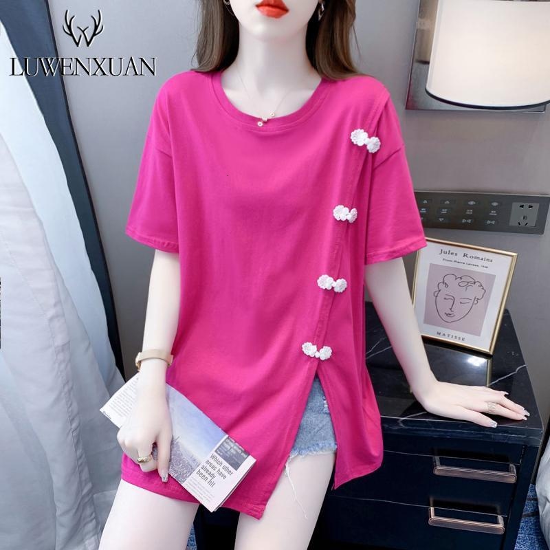 2-300 split sleeve clothing in of 2023, the easy C2-300 jin long slit sleeved T-shirt for women's summer 2023 new loose and chic short style stun