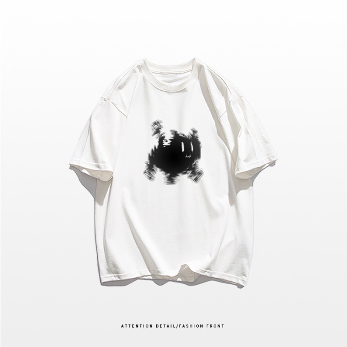 Korean Style Cotton Short Sleeve Polo T-shirt Loose Printed Unique Oversized Tops Women