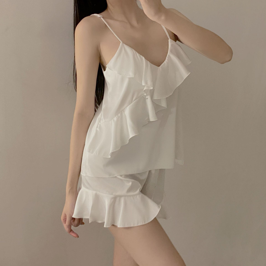 Ladies Sexy Silk Satin Pama Sling Pyjama Summer Sleepwear Set