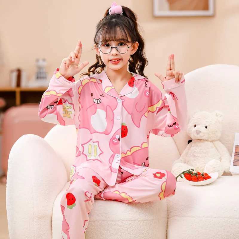 Cotton Girl Cartoon Medium and Large Childrens Home Clothing Set Pajama Girl Pajama Clothing Mother and ChildW240716