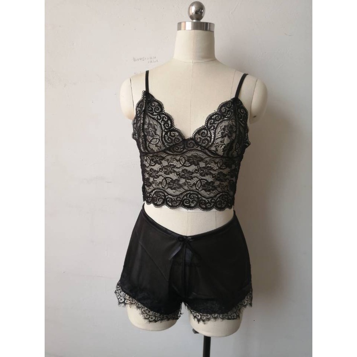Sexy Fun Set Black Lace Sling Multicolor Pama Shorts Women