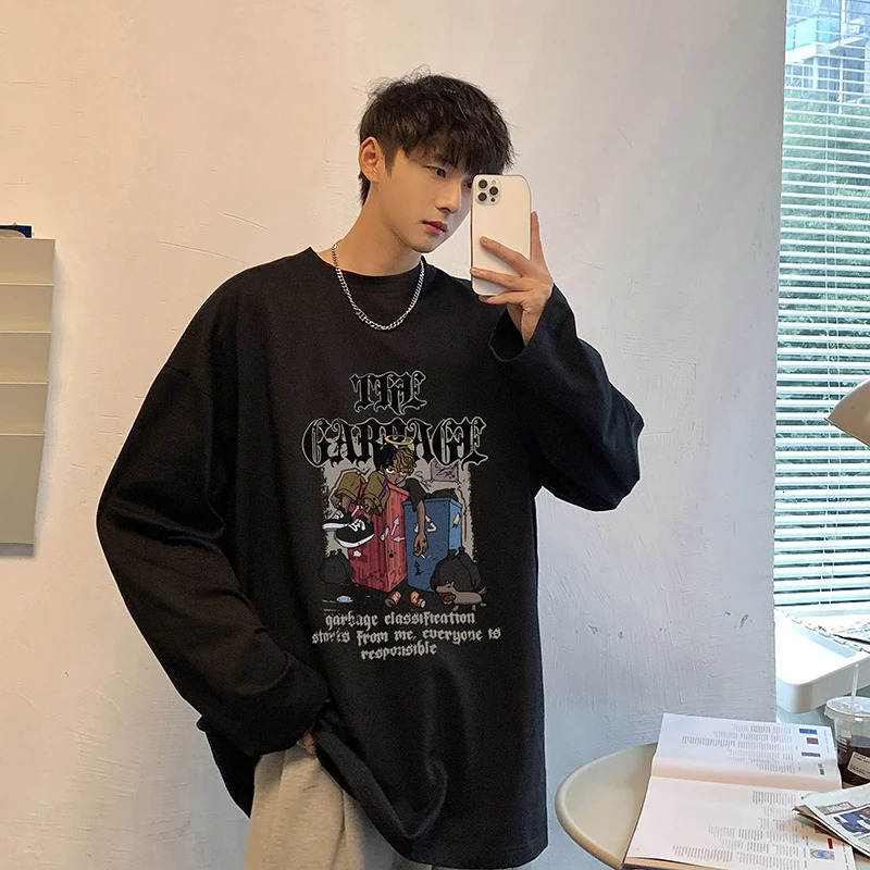 LAPPSTER Y2k Streetwear 90s Graphic T Shirt Harajuku Korean Fashions Long Sleeve Tees Cotton Oversized Loose Vintage Tshirt 240716