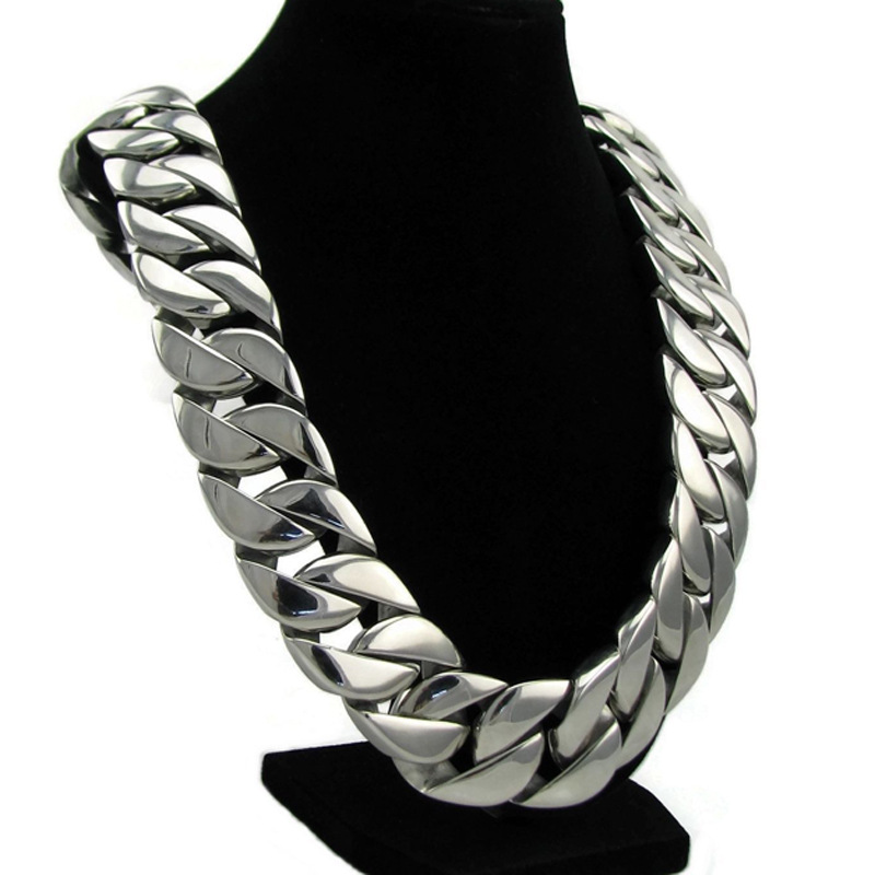 Top quality Mens 31mm Large Heavy Polished Stainless Steel Plated Gold sier Thick Chunky Cuban Curb Chain k Necklace Jewelry gift