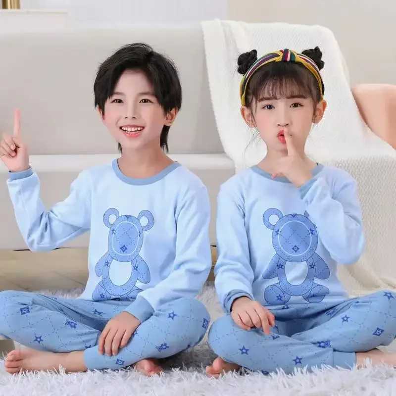 Baby long sleeved pajamas baby pajamas 100% pure cotton autumn childrens pajamas set boys and girls clothing 6 10 12YW240716