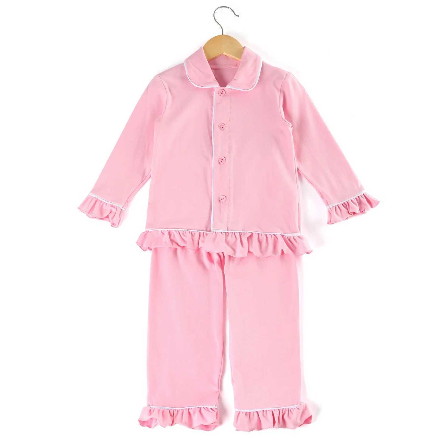 Mudbala 2022 Cotton Long sleeved Autumn/Winter Pajama Childrens Pajama Set Boys and Girls Ruffled Pajamas for PreschoolersW240716