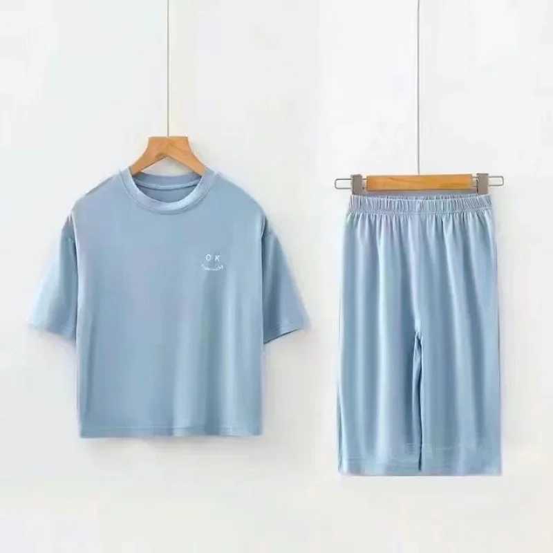 2023 Summer Childrens Pajamas Thin Style Boys and Girls Short Sleeve Half Pants Family Clothing Baby Air Conditioning SetW240716