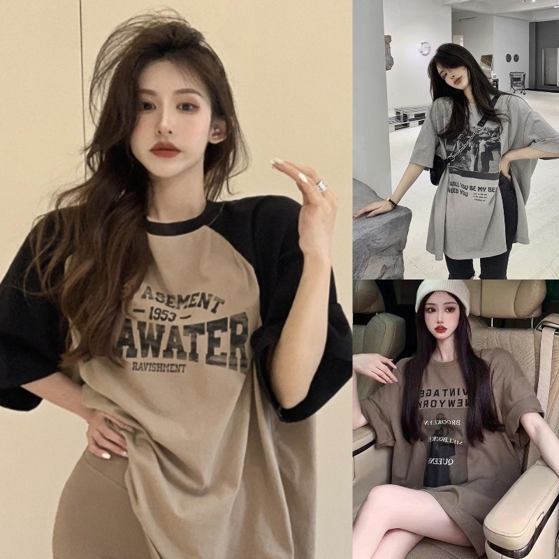 T-shirt Oversized 150kg Could Wear Korean KOL Summer Oversized Women Short Sleeve Plus Size T Shirt Fashion Loose Print Oversize Tops