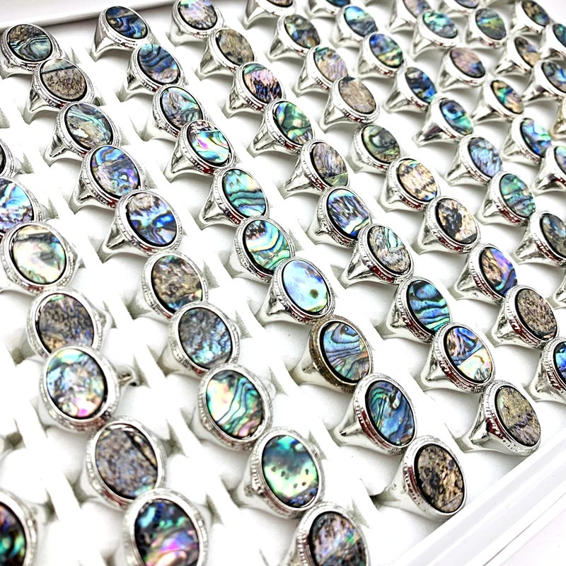 Wholesale of 20 pieces of vintage rings mens natural shells fashionable jewelry party gifts silver finger accessories 240710
