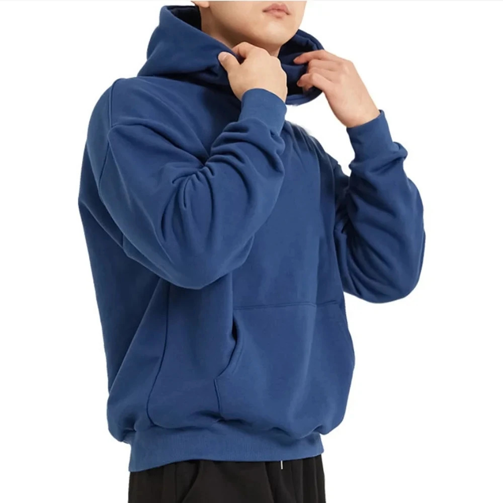 High quality mens hoodie Autumn Winter Casual Loose Hoodie Men Cotton Sweatshirt Fitness Sportswear Male Solid Pullover Tops 240719