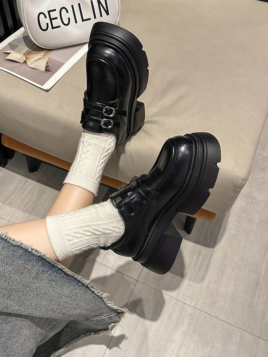 Shoes Woman Flats Clogs Platform Oxfords Loafers With Fur Round Toe Autumn Casual Female Sneakers All-Match Dress Creepers S 240708