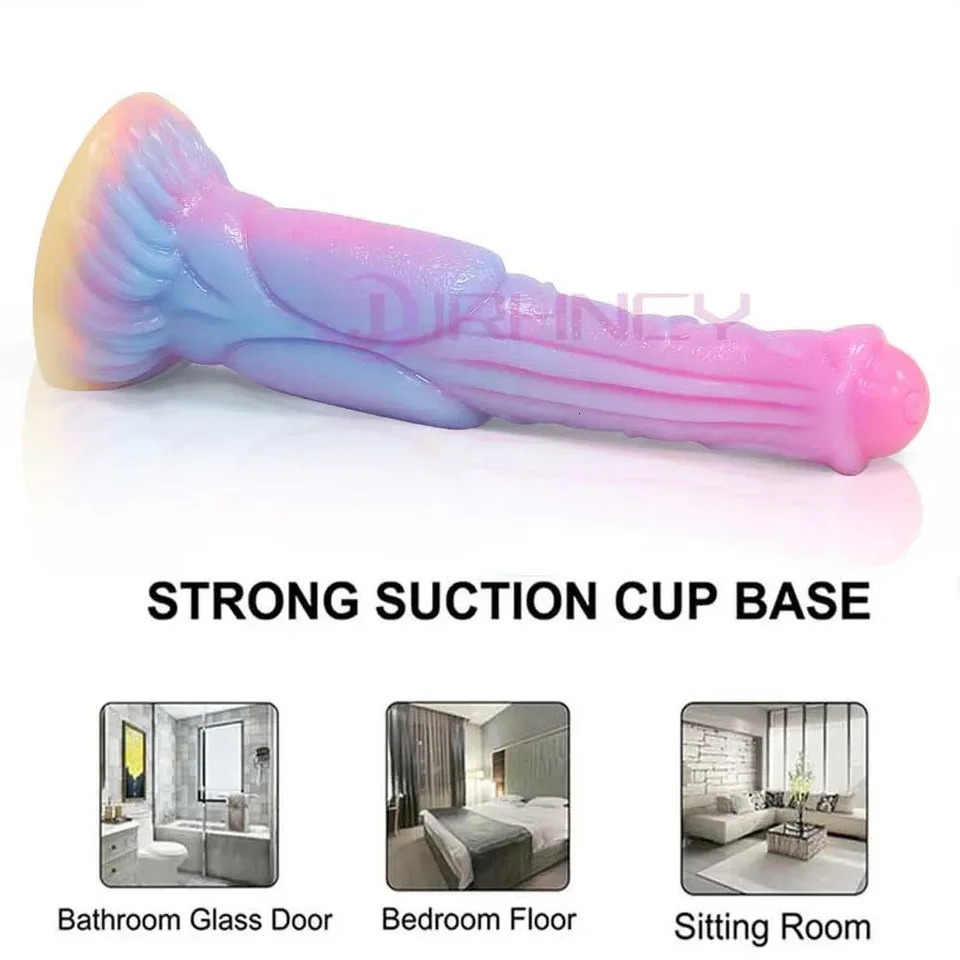 Luminous Anal Plug Animals Dildos For Women Men Butt With Suction Cup Silicone Beautiful Sex Toys 240711