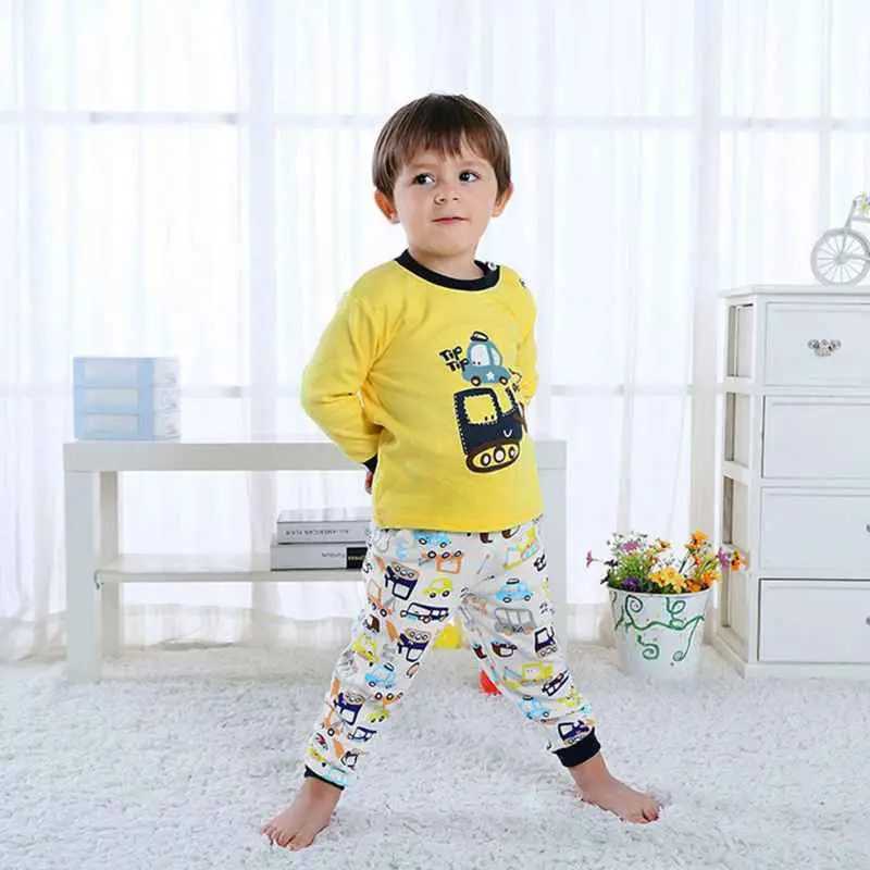 Spring and Autumn Childrens Pajama Set O-neck Cotton Childrens Pajama Cute Cartoon Childrens Pajama Set Girls and Boys Childrens ClothingW240716
