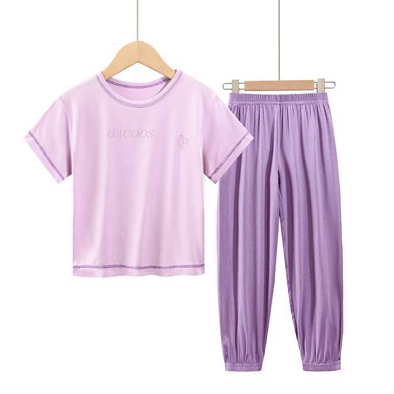 Summer Boys Solid Pajamas Children Sleepwear Teenage Modal Night Pajamas Clothes Suit Pijamas for Kids Girl 9 10 12 16 18 YearsW240716
