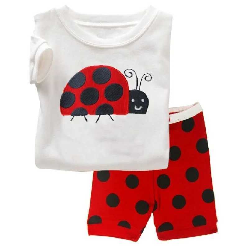 Strawberry Baby Summer Pajama Set Pink Childrens Pajama 100% Cotton 2017 Latest Fashion Childrens Pajama Set T-shirt PantsW240716