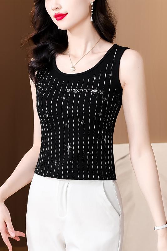 Women's black high elastic camisole vest for women's inner wear, Spring and Autumn 2024 new style suit base, sleeveless outer top, summer