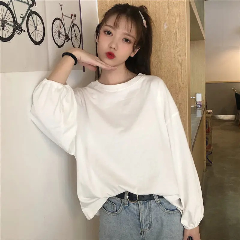 Korean Version T-shirt White Light Lantern Long Sleeve Clothing Aesthetic Tops Womens T Shirts Women Woman Tshirts Y2k Harajuku 240717