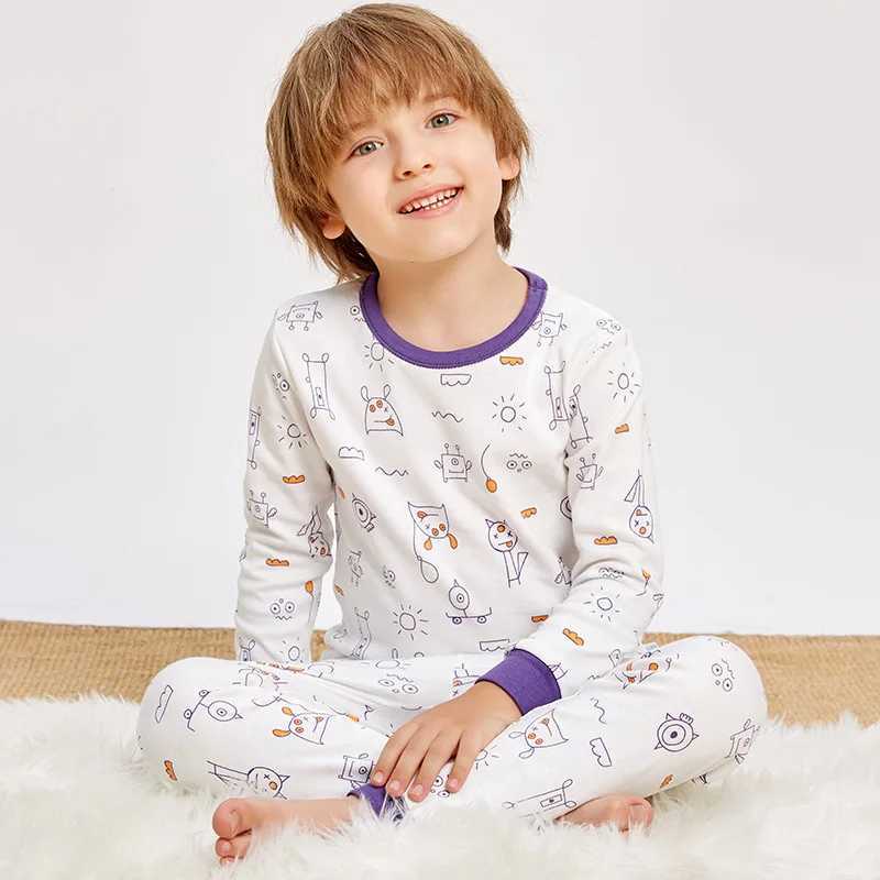 Childrens Pajama Set Avocado Printed Pajama Casual Autumn Childrens Baby Indoor Clothing Childrens Winter UnderwearW240716
