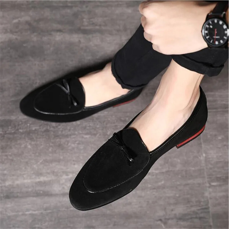 Mens Casual Shoes with Bowknot Genuine Suede Leather Trendy Party Wedding Loafers Flats Mens Driving Moccasins EUR Sizes 38-48 240718