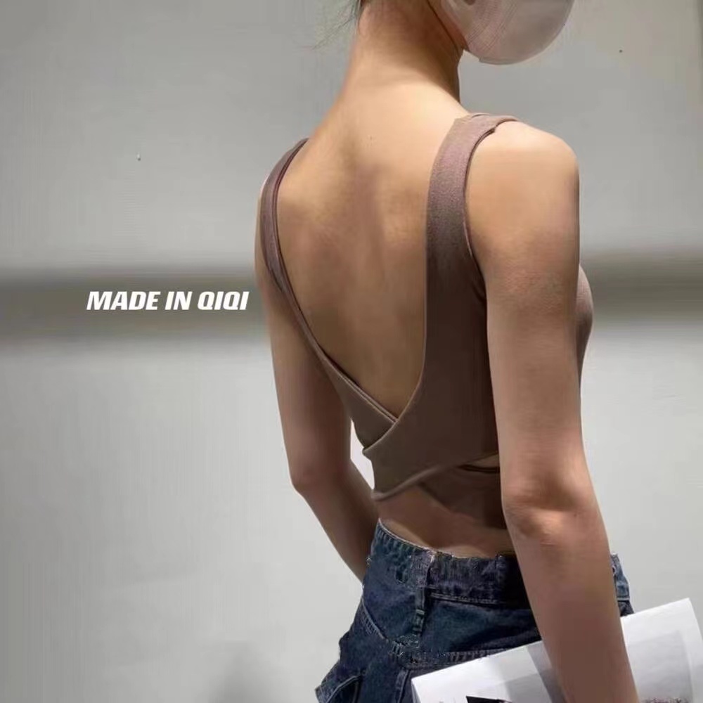 French style outerwear with chest cushion one-piece vest, slim fit, solid color, versatile, interior strap, beautiful back, pure cotton for women
