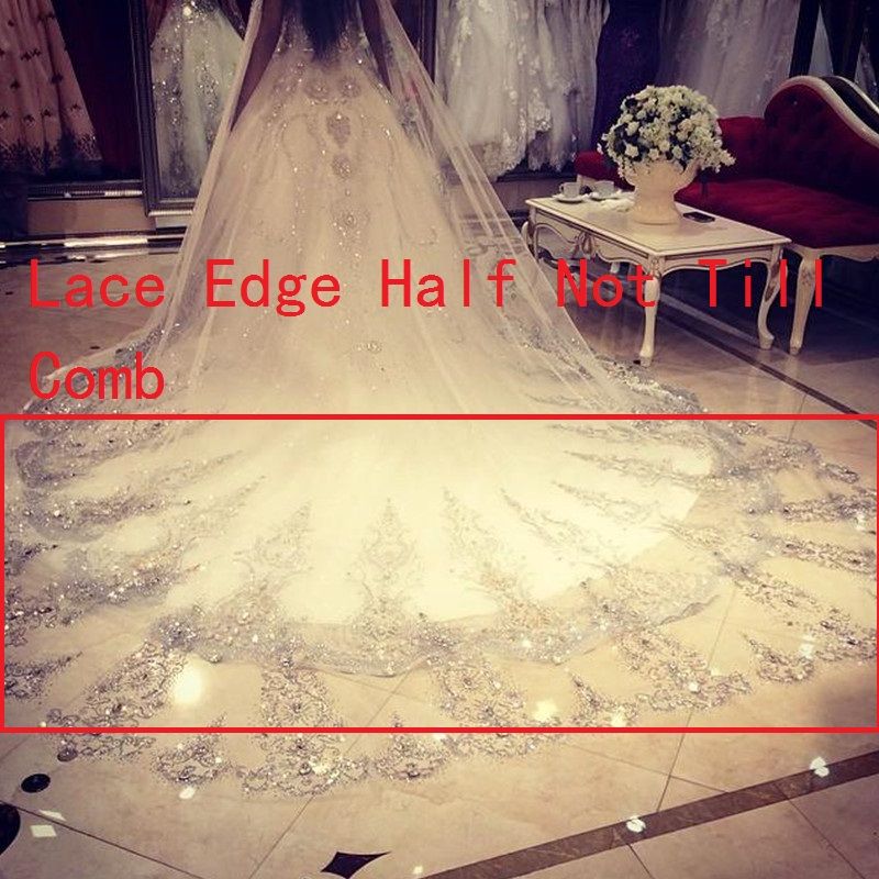Bling Bling Crystal Cathedral Bridal Veils 2024 Luxury Long Applique Beaded Custom Made High Quality Wedding Veils Custom made