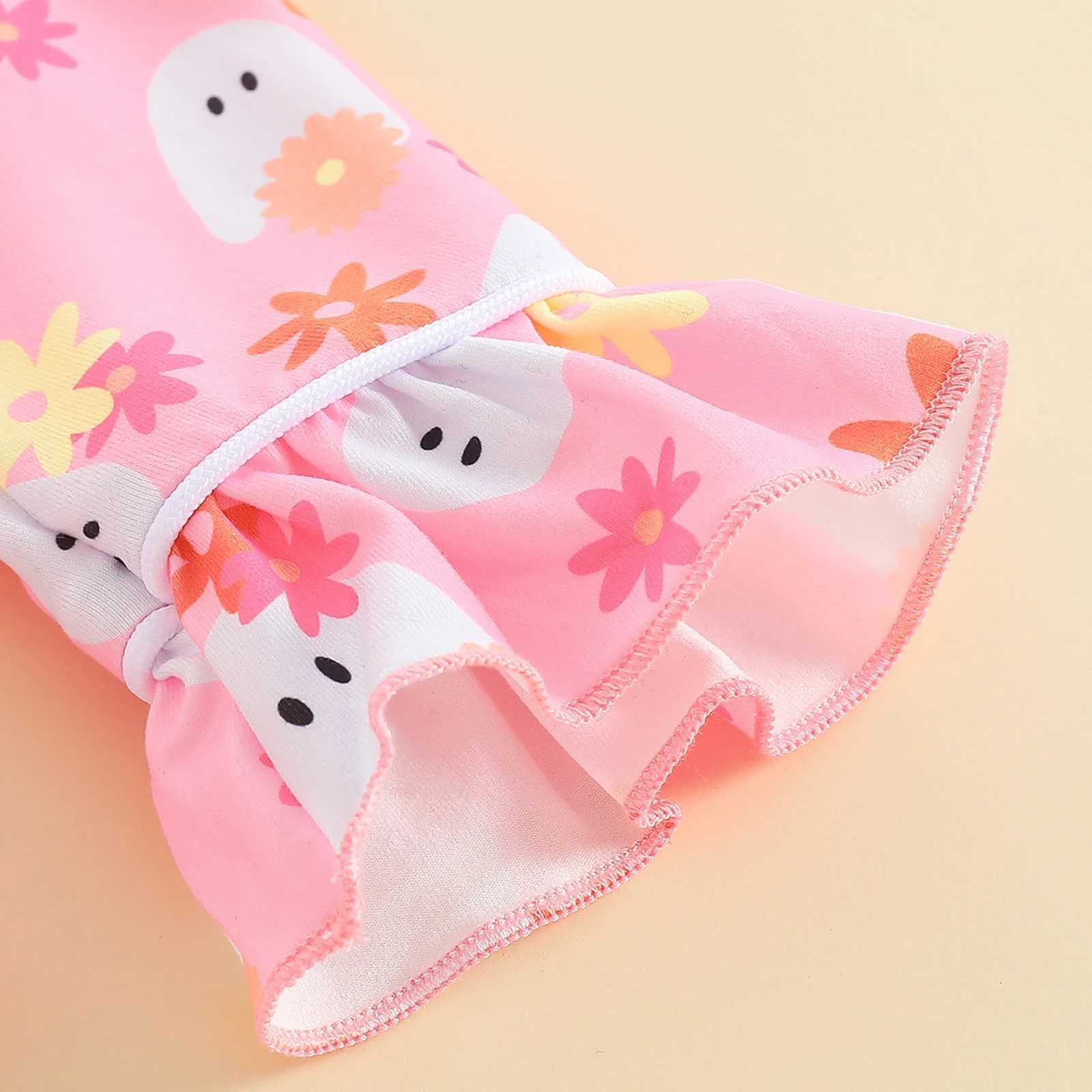 Little Girl Halloween Pajama Set Pumpkin Printed Long Sleeve Collar Button Top Ruffle Pants Pajama 6M-6TW240716