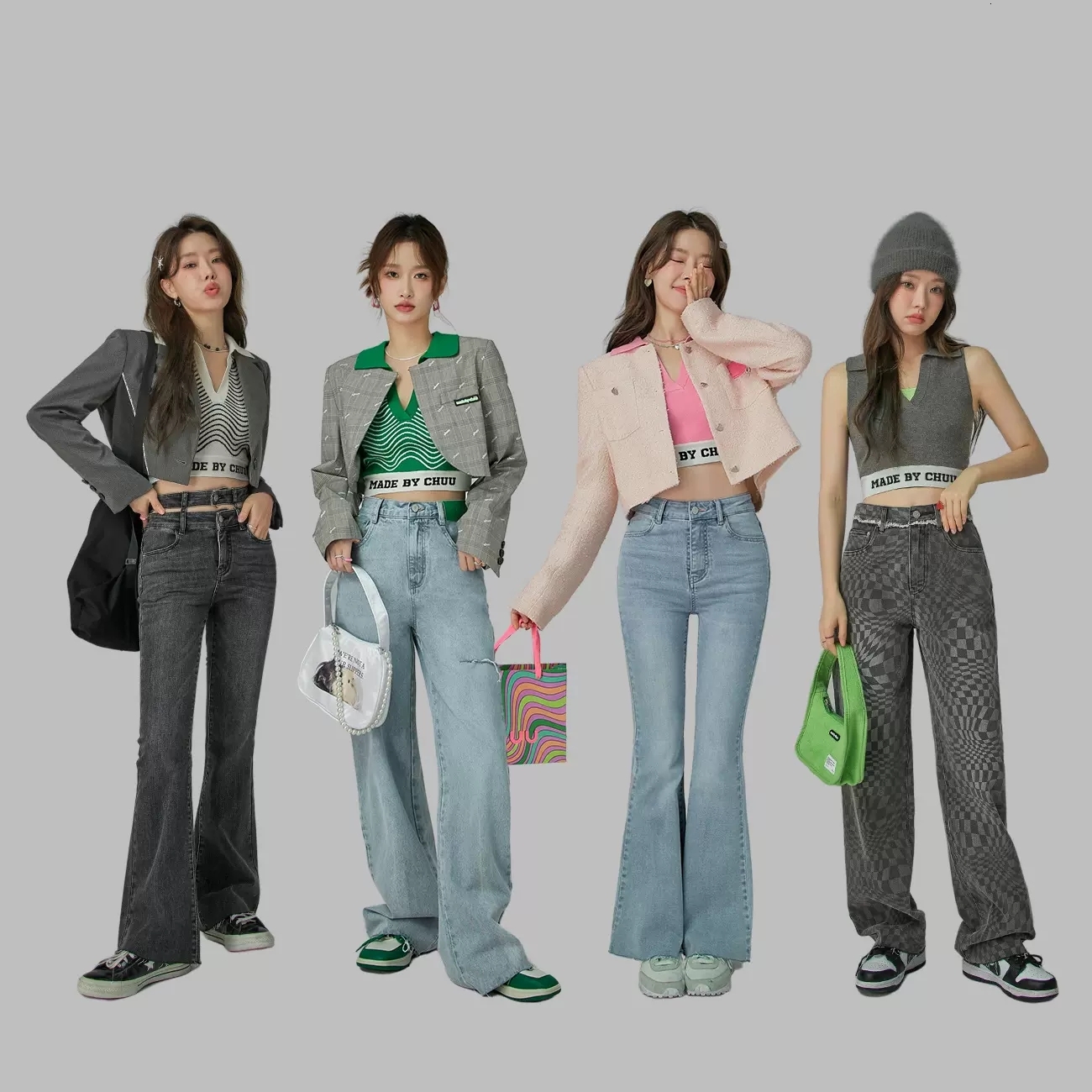 CHUU Color Contrasting Letter Knitted Sleeveless Vest for Women 2023 Spring New Style Spicy Girl Outwear Slim Short Top