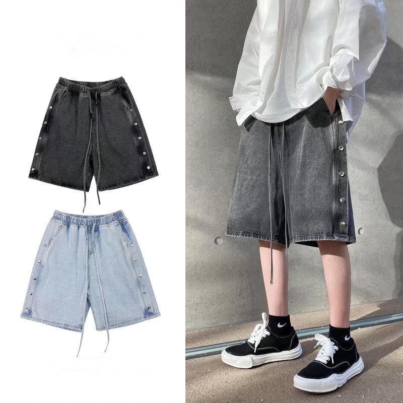 Cowboy shorts, men's summer brand hip hop explosive pants, high street ins trendy niche 6 quarter length pants
