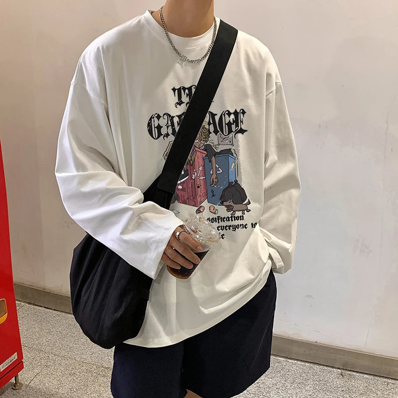 LAPPSTER Y2k Streetwear 90s Graphic T Shirt Harajuku Korean Fashions Long Sleeve Tees Cotton Oversized Loose Vintage Tshirt 240716