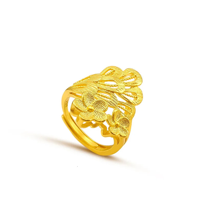 Original 18k Womens Gold Ring Anillos Mujer Never Fade 18k Pure Gold Jewelry Wedding Anniversary Adjustable Ring Gift 240805